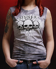 Damen ärmelloses T-Shirt mit Totenköpfen