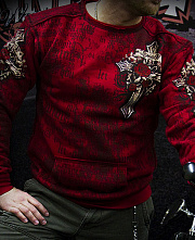 Mens Hoodie mit Red Gothic Cross