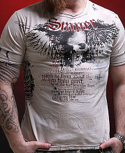 Herren-Shirt hellgrau mit Totenköpfen