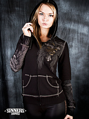 Frauen-Sweatshirt "LIFE AND DEATH" mit Kapuze  